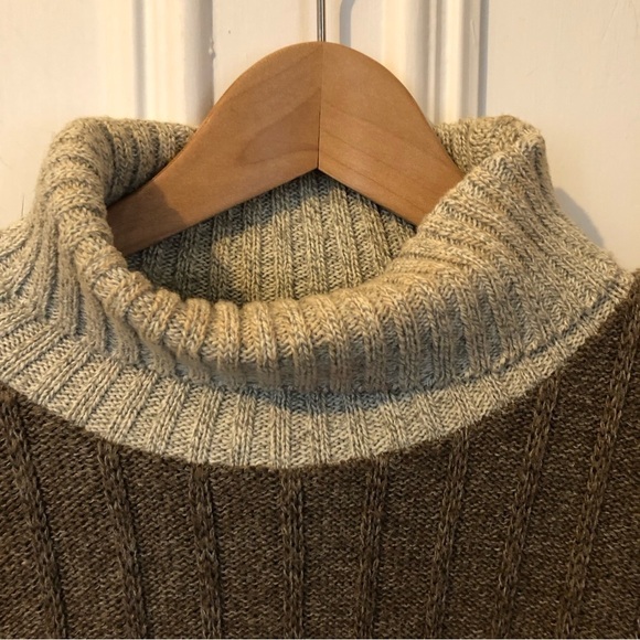 Vintage Wool Cotton Blend Chunky Knit Oversize Turtleneck Sweater Medium - Picture 4 of 8